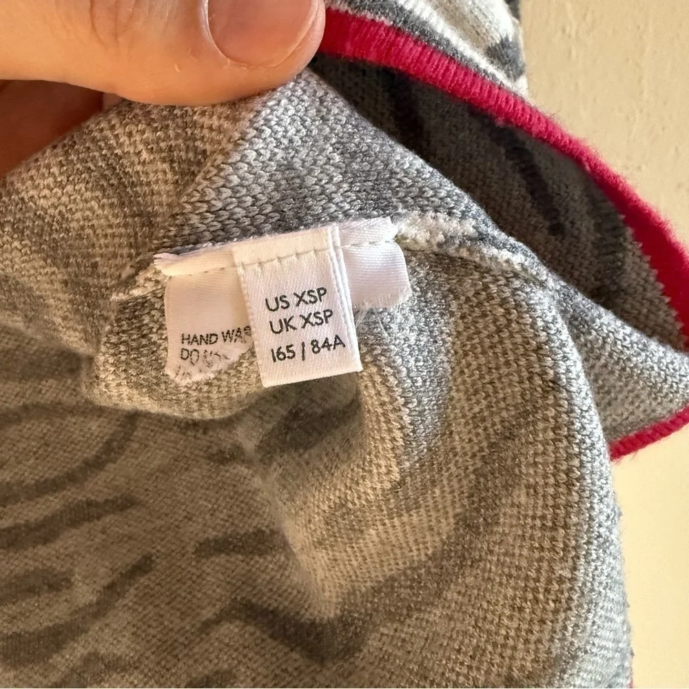 Anthropologie Lizzie Mock Neck Sweater Grey Zebra Size Extra Small Petite